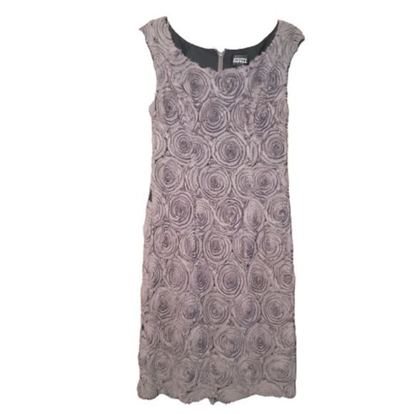 Adrianna‎ Papell neutral raw edge rosette sleeveless sheath dress womans … - Picture 2 of 13
